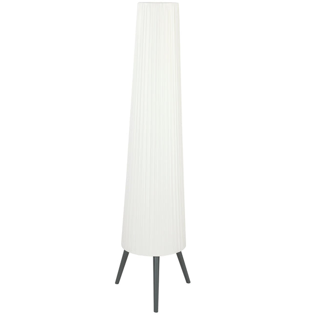 Dimmable Tripod Floor Lamp with Foot Switch, Nordic Standing Lamp with Fabric Shade, 153cm, White and Grey