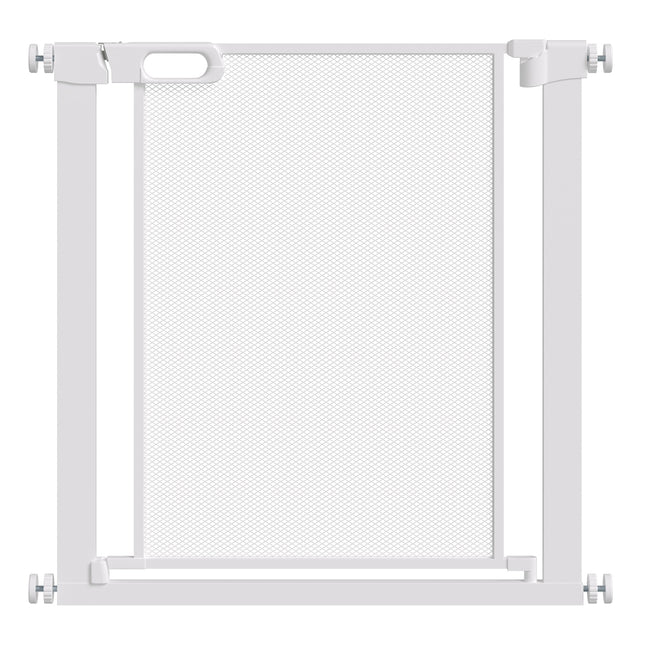 Pressure Fit Safety Gate for Doors & Stairs with Auto Close & Double Lock - 75-82 cm White
