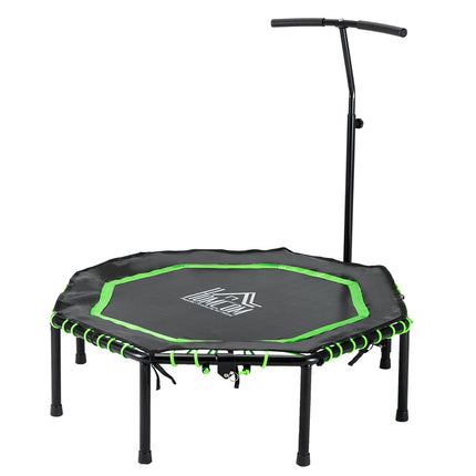 48" Octagonal Foldable Fitness Rebounder Trampoline with Adjustable Handle - Green