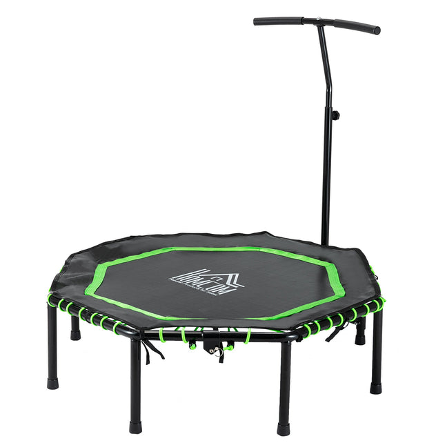 48" Octagonal Foldable Fitness Rebounder Trampoline with Adjustable Handle - Green