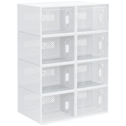 8PCS Clear Stackable Shoe Storage Boxes with Magnetic Door for UK/EU Size up to 8.5/43 - Clear