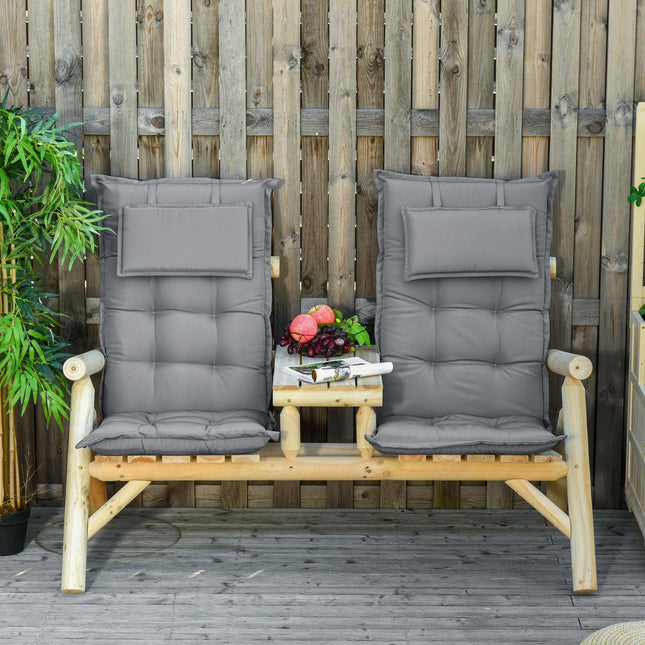 Set of 2 High Back Outdoor Chair Cushions with Pillow 120x50 cm - Dark Grey