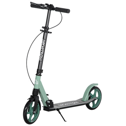 One-click Folding Kick Scooter for 14+ with Adjustable Handlebar, Dual Brake, Shock Absorber, 200mm Wheels - Green and Black