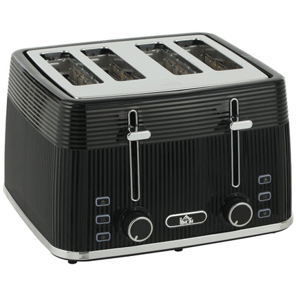 4 Slice Toaster with 7 Browning Levels, Bread Toaster with Removable Crumb Tray, Black
