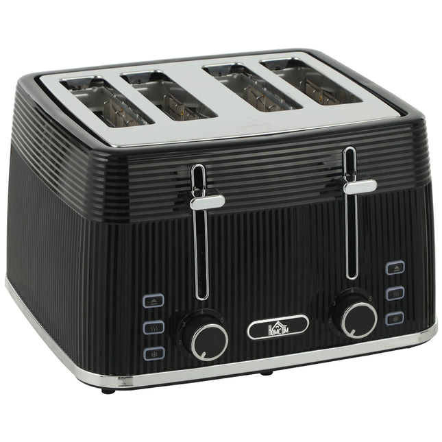 4 Slice Toaster with 7 Browning Levels, Bread Toaster with Removable Crumb Tray, Black