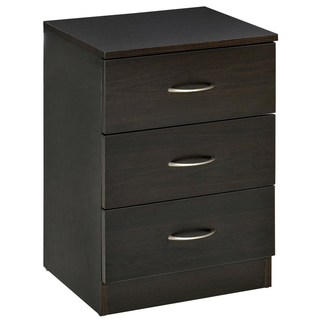 HOMCOM Three-Drawer Simple Bedside Table - Black