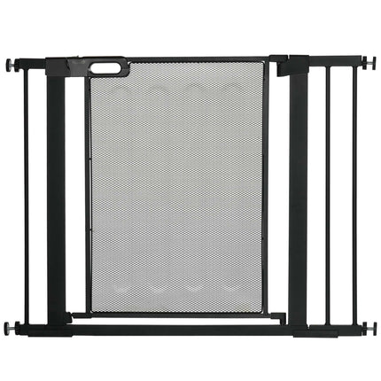 Pressure Fit Safety Gate for Doors & Stairs with Auto Close & Double Locking, 2 Extensions Kit - Black
