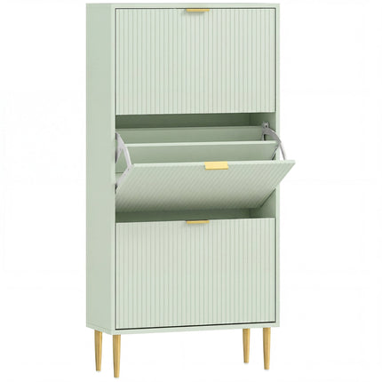 Elegant Three-Drawer Shoe Cabinet - Light Green