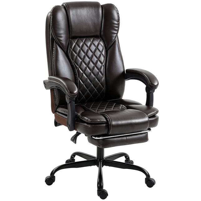 Executive Home Office Chair Reclining Function Footrest Computer Desk Chair High Back, Brown