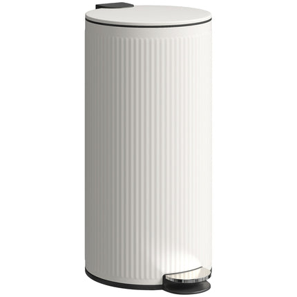 Kitchen Bin, 30 Litre Pedal Rubbish Bin with Removable Bucket, Cream