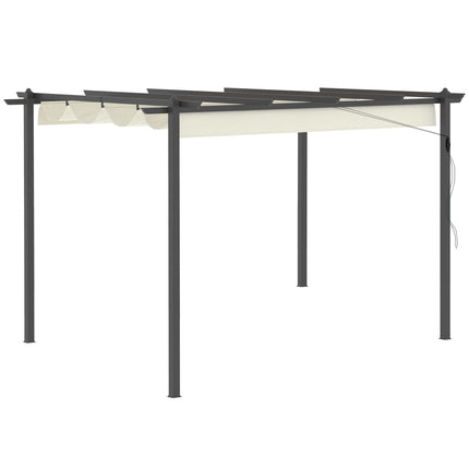 4 Metre Aluminum Pergola Gazebo with Retractable Roof Canopy - Cream White