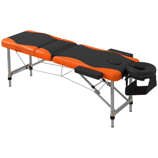 Professional Foldable Massage Table Salon SPA Facial Couch Bed - Black and Orange