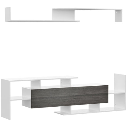 TV Unit with Storage for Wall-Mounted 65" or Standing 50" TVs with Shelf & Cabinet - White & Grey