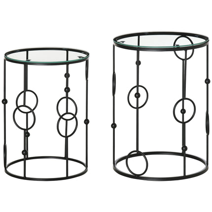 Nesting Round Coffee Table Set of 2 - Black