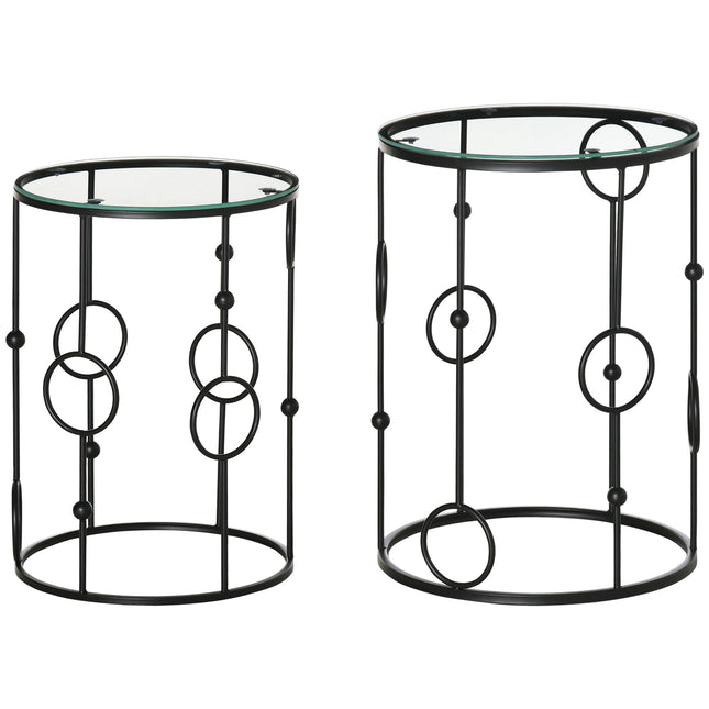 Nesting Round Coffee Table Set of 2 - Black