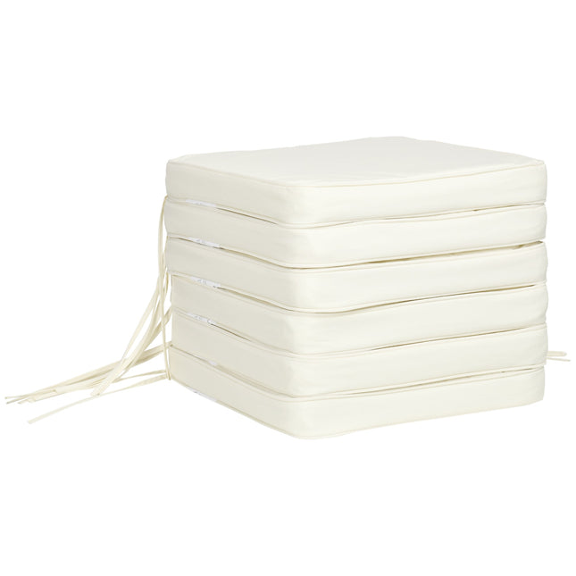 Set of 6 Chair Cushions with Tie Fastenings 42x42x5 cm - Cream White