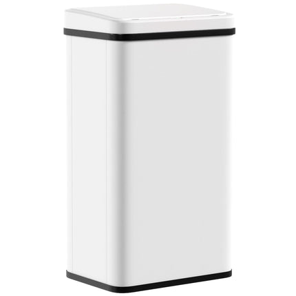 50L Sensor Bin with Soft-Close Lid, Stainless Steel Automatic Touchless Motion Sensor Kitchen Bin, White