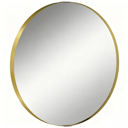 Round Wall Mirror 61 cm, Wall Mounted Bathroom Mirror with Tempered Safety Glass and Aluminium Alloy Frame, Gold Tone
