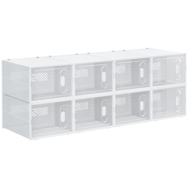 8PCS Clear Stackable Shoe Storage Boxes with Magnetic Door for UK/EU Size 12/46 - Clear