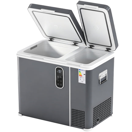 55L Compressor Car Fridge Freezer, Dual Zone Camping Refrigerator with App Control, Grey