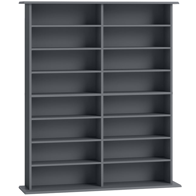 16-Compartment Media Shelf - Grey