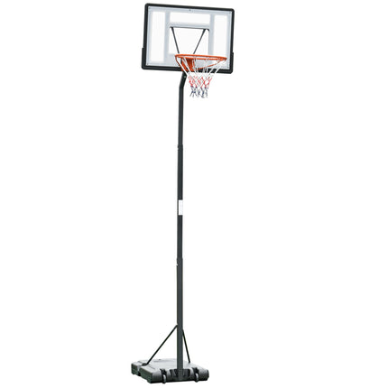 Adjustable Freestanding Basketball Hoop 255-305cm with Backboard and Wheels - Black