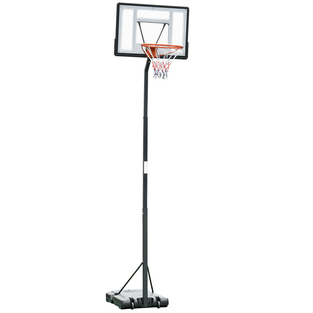 Adjustable Freestanding Basketball Hoop 255-305cm with Backboard and Wheels - Black