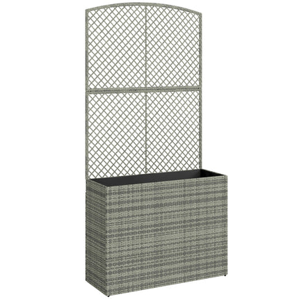 Rattan Planter with Trellis, Raised Beds for Garden with Liner for Climbing Plants Vegetables Flowers, Dark Grey