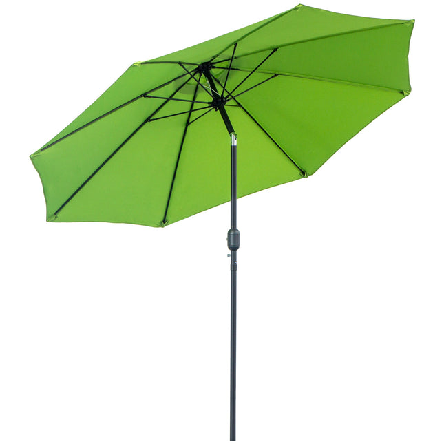 2.7M Patio Parasol Sun Umbrella with Crank and Tilt 8-Rib Aluminium Frame - Light Green