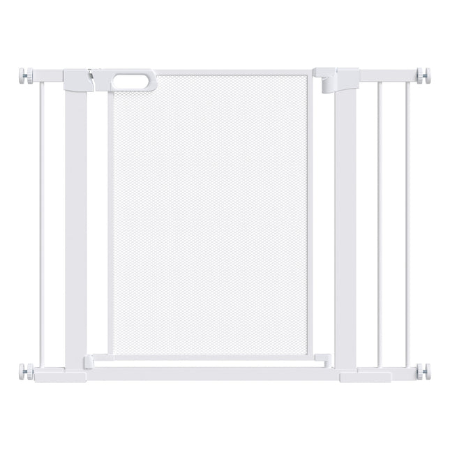 Pressure Fit Dog Safety Gate with Auto Close & Double Lock for Doorways and Staircases - White