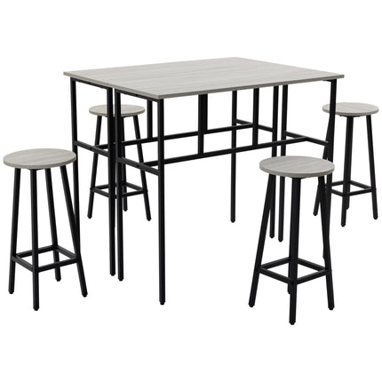 6-Piece Counter Height Bar Table Set with 2 Tables & 4 Stools - Grey