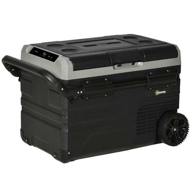 Portable 40L Car Refrigerator with Efficient Compressor Cooling and LED Display - Black