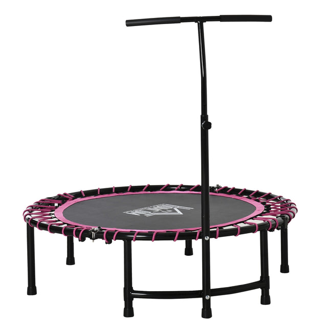 45" Round Mini Trampoline Rebounder with Adjustable Handle for Indoor Outdoor Use - Pink