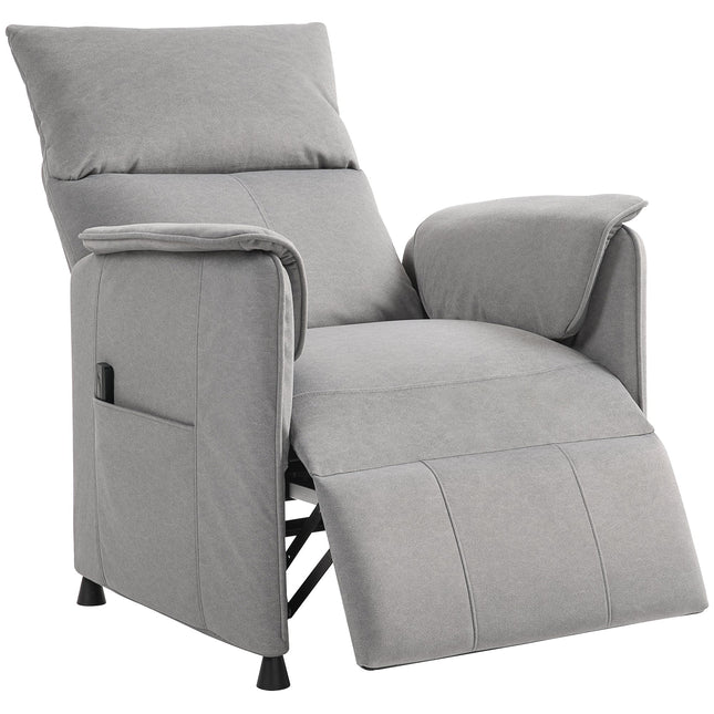 Power Recliner Chair, Reclining Chair with Remote, Pocket Springs, Silent Motor and Side Pockets, Grey