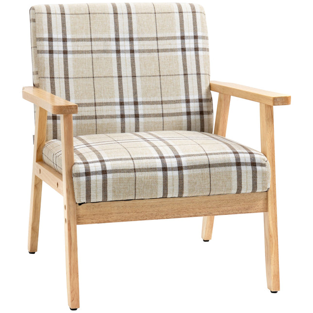 Modern Upholstered Accent Chair with Cushioned Seat for Comfort - Beige