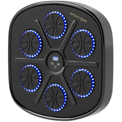 Music Boxing Machine, Smart Bluetooth Boxing Machine Wall Mounted with 9 Speeds & Modes, LED Lights and Gloves, Punching Pad for Adults, Black