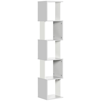 Modern 5-Tier Freestanding Bookshelf Storage Shelving for Living Room Home Office - Light Grey
