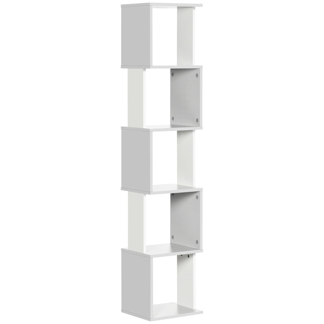 Modern 5-Tier Freestanding Bookshelf Storage Shelving for Living Room Home Office - Light Grey