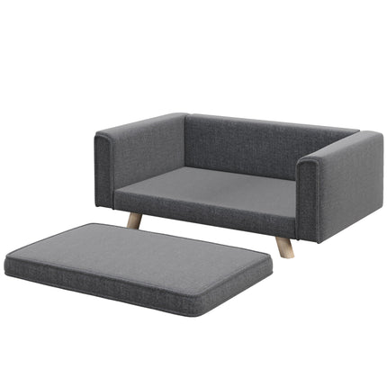 Elevated Dog Sofa Bed for Small and Medium Dogs with Removable Cushion Cover - Grey