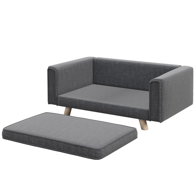 Elevated Dog Sofa Bed for Small and Medium Dogs with Removable Cushion Cover - Grey