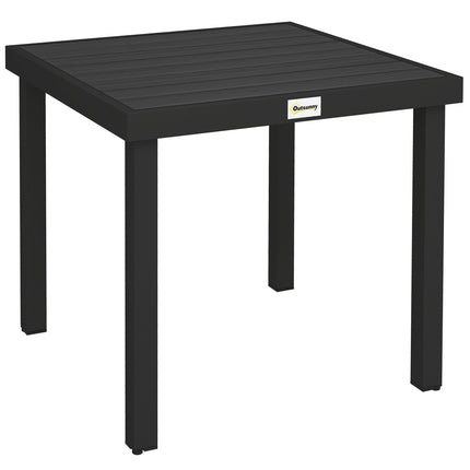 78 cm Garden Dining Table for 4 People, Square Outdoor Coffee End Side Table with Aluminium Legs, Black