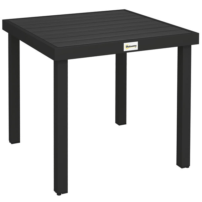 78 cm Garden Dining Table for 4 People, Square Outdoor Coffee End Side Table with Aluminium Legs, Black