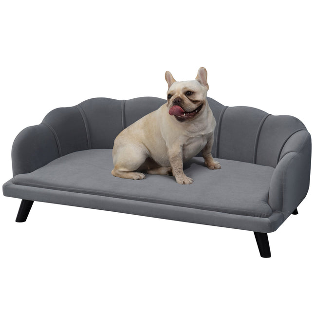 Shell Shaped Dog Sofa Bed for Medium Large Dogs with Washable Cushion Cover - Grey