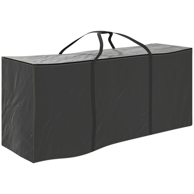 720L Heavy Duty Outdoor Garden Cushion Storage Bag with 2-Way Zip, Waterproof 600D Oxford Fabric, 175x55x75 cm - Black