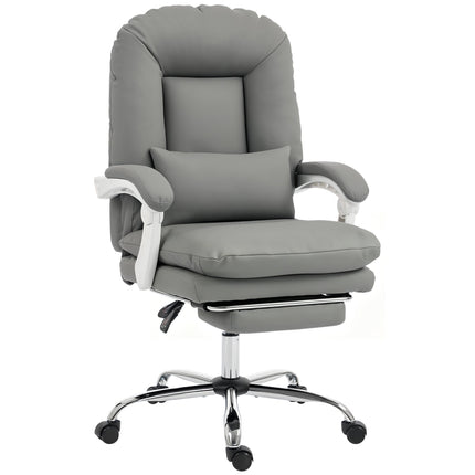 Ergonomic Executive Office Chair, Reclining Desk Chair with Lumbar Support, Footrest, Plush Thick Cushion, Grey