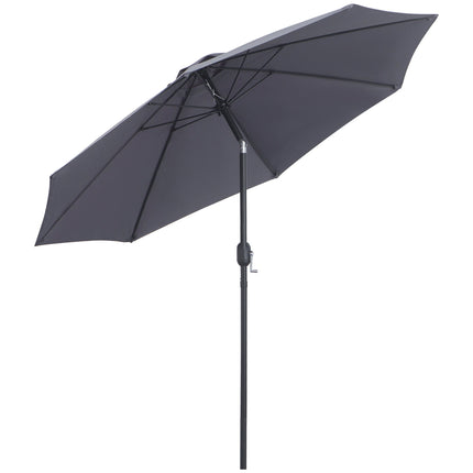 2.7M Garden Parasol Patio Sun Umbrella with Tilt Aluminium Frame - Charcoal Grey