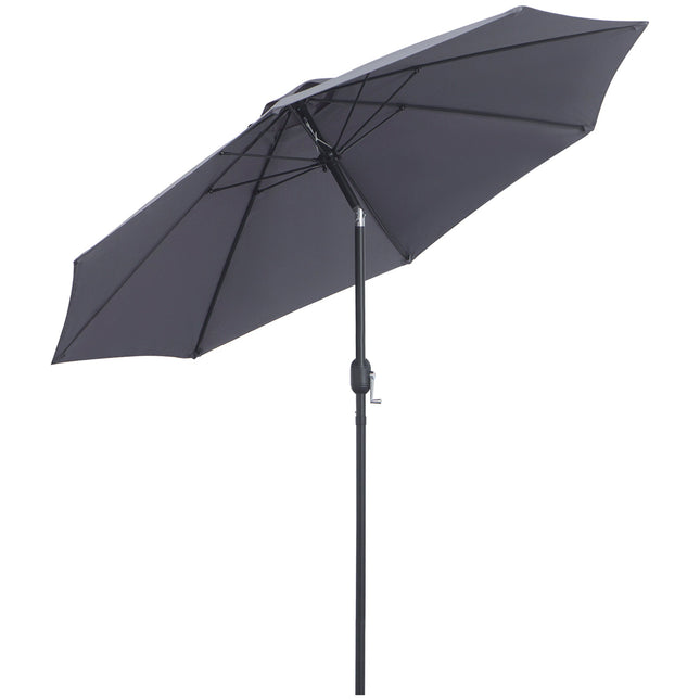 2.7M Garden Parasol Patio Sun Umbrella with Tilt Aluminium Frame - Charcoal Grey